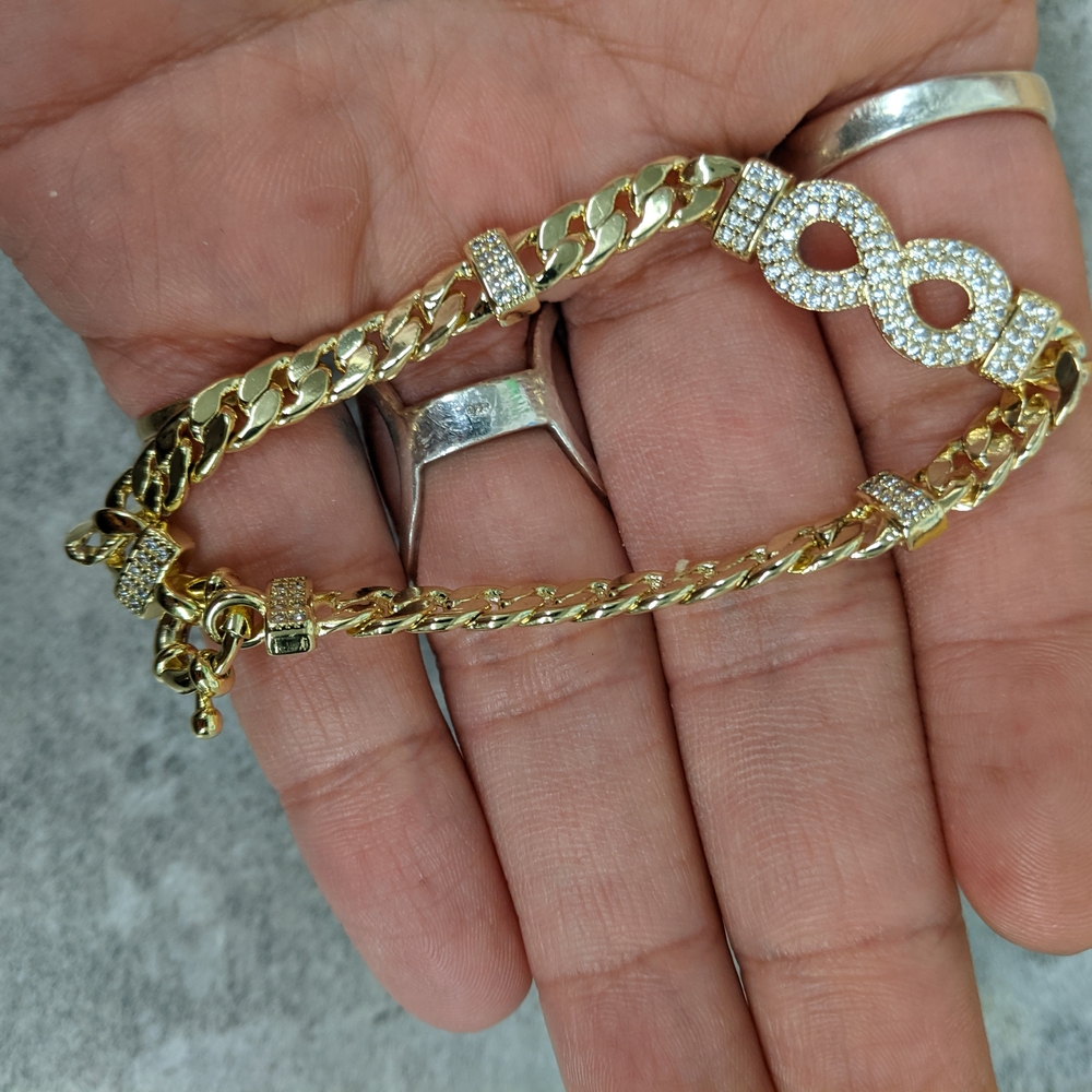 Gold Infinity Bracelet with Crystal Accents